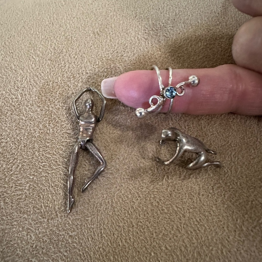 3 pc lot 2 ear cuffs 1 moveable dancer pendant silver
